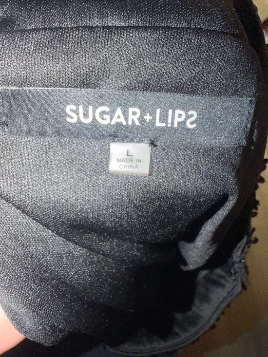 Sugarlips Black Sequin Midi Skirt with Side Slit Size L - Picture 4 of 6